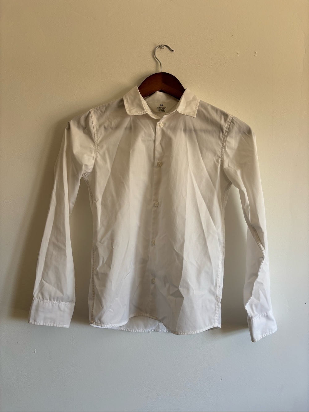 H&M White Long-Sleeve Button Down Shirt for Kids